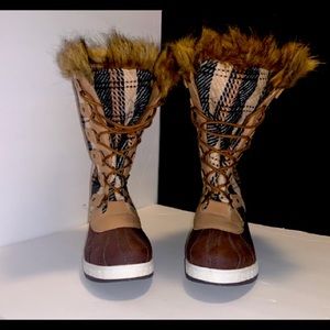 Marley Quilted Faux Fur Snow Boot Brown/Tan Sz 7.5